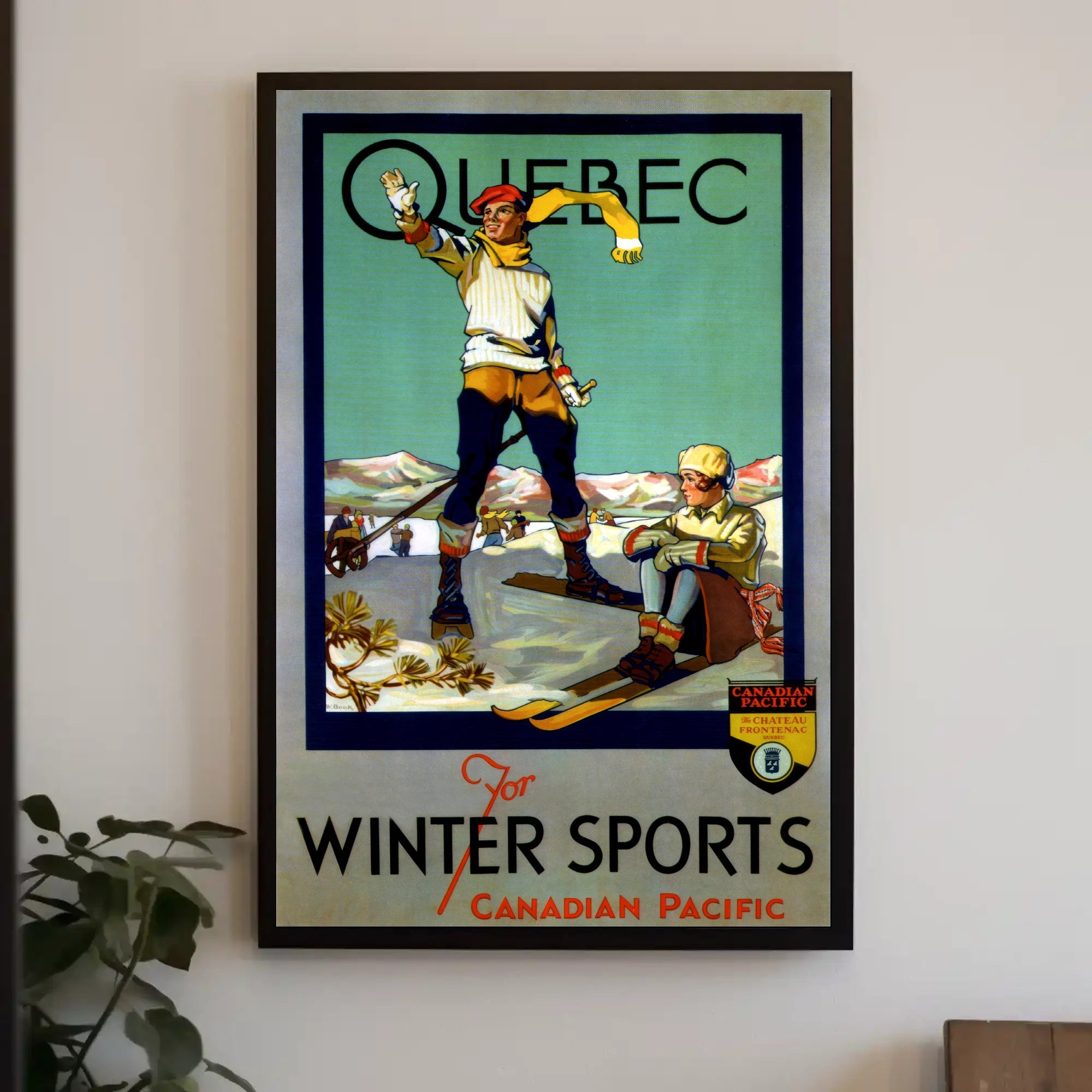 Winter Sports Adventure in Quebec Travel Poster PosterGoat