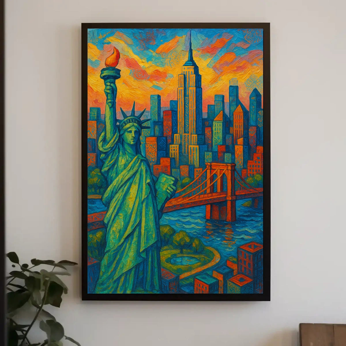 New York City Skyline Poster Impressionistic Wall Art
