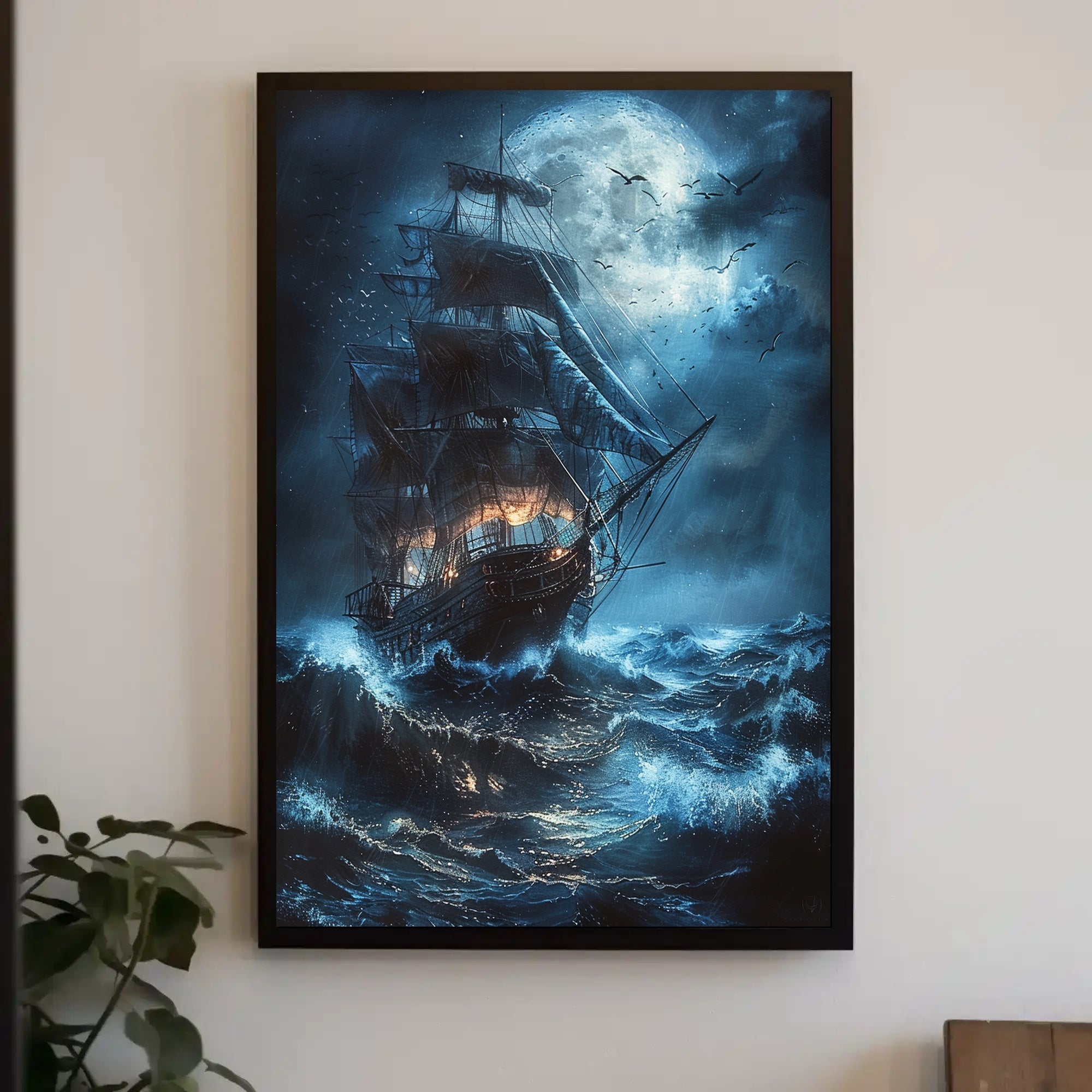 Stormy Night Nautical Adventure: Fantasy or Mythology Poster PosterGoat