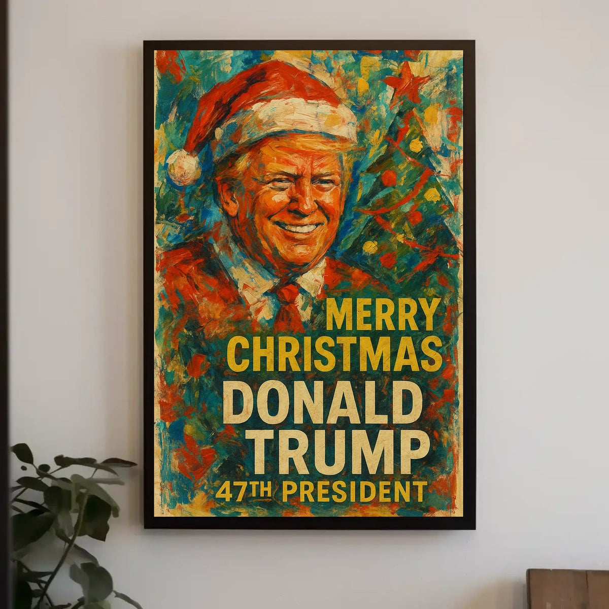 Festive Political Figure with Christmas, Political or Propaganda Poster