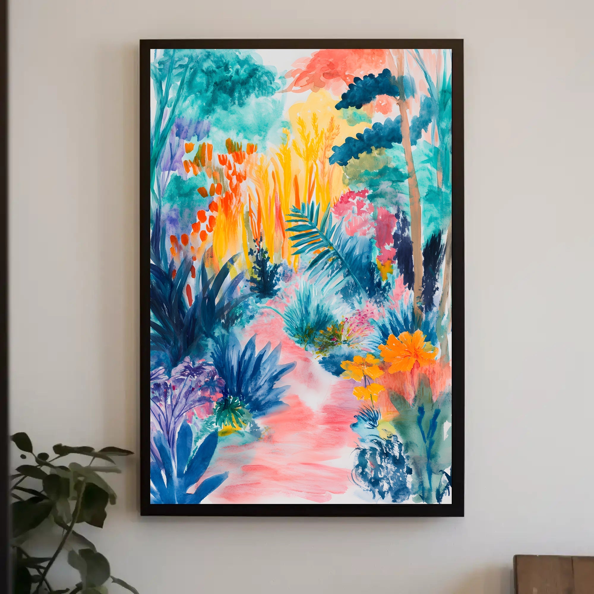 Vibrant Jungle Scene Abstract Artistic or Pop Culture Poster