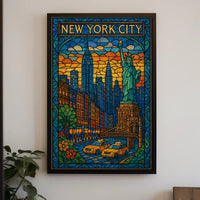 New York City Stained Glass Art Poster Modern Wall Art