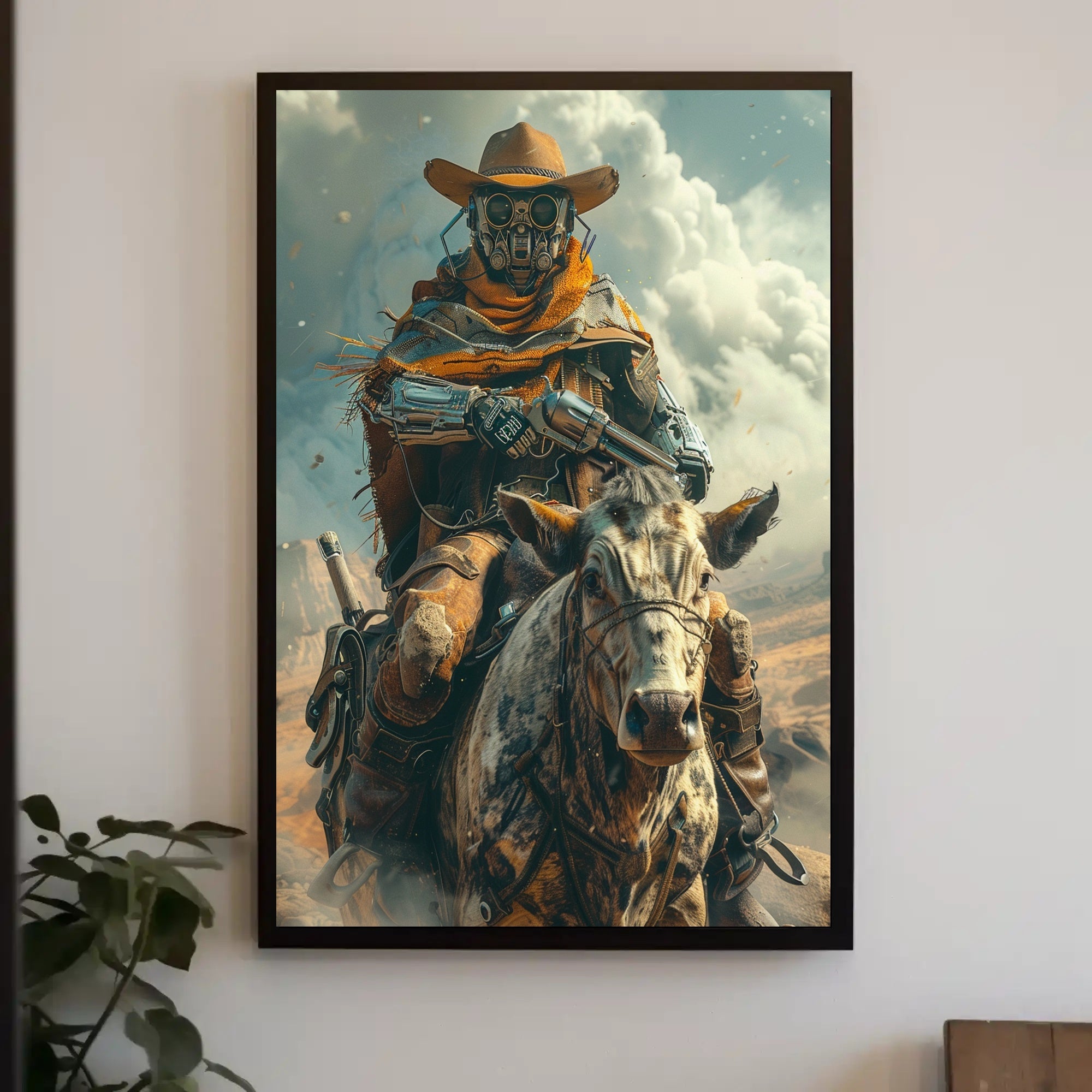 Sci-Fi Western Adventure Poster: Futuristic Cowboy Art PosterGoat