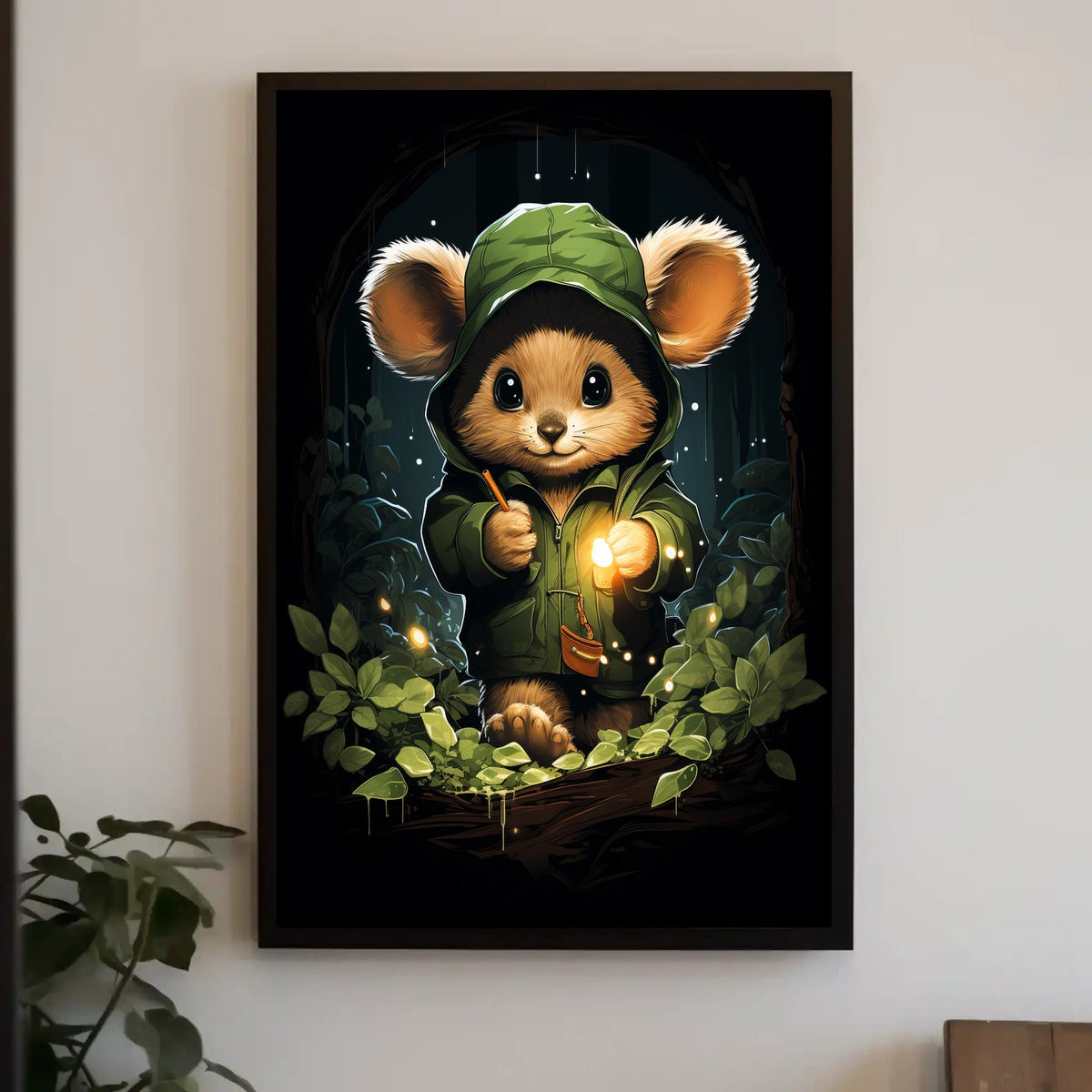 Forest Explorer Moonlit Woods Surrealism Painting Poster