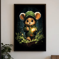 Forest Explorer Moonlit Woods Surrealism Painting Poster