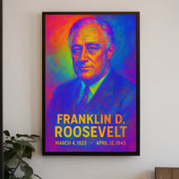 Franklin D. Roosevelt 32nd President of the United States Neon Gradient Overlay Poster