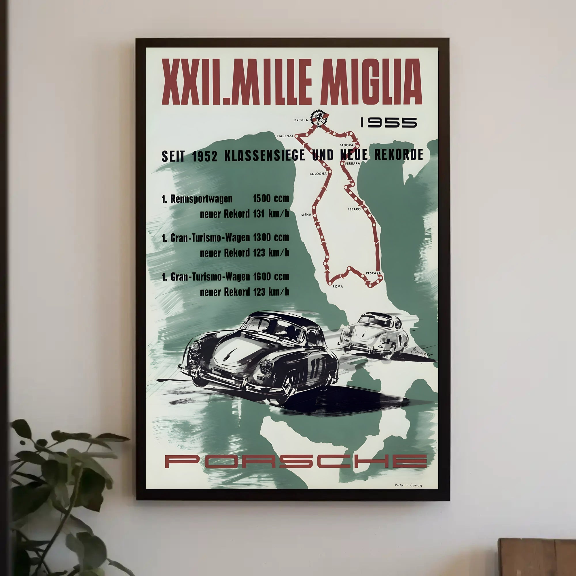 XXII Mille Miglia 1955 Porsche Poster
