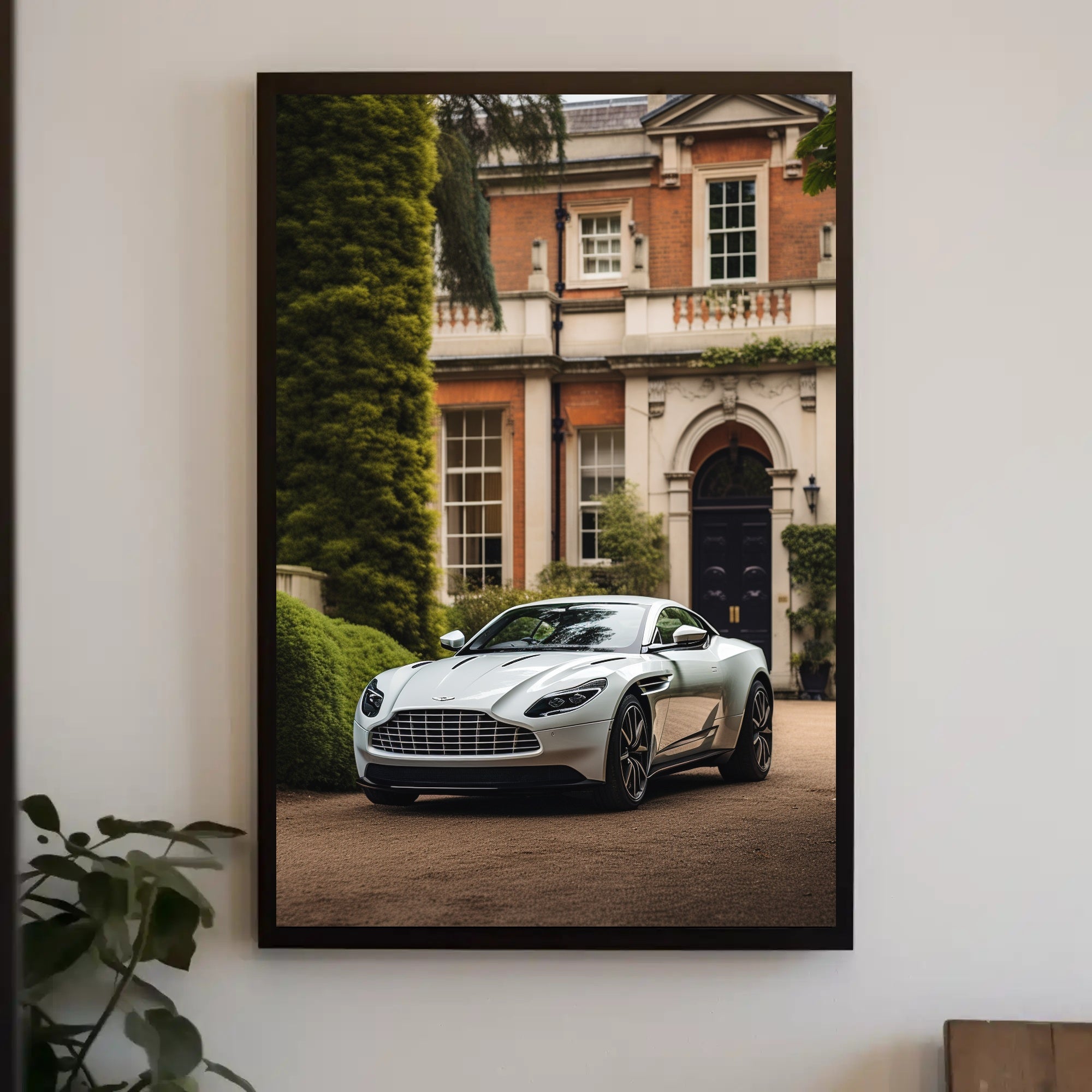 Luxury Sports Car in Front of Classic Mansion Poster