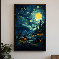 Starry Night Village Poster