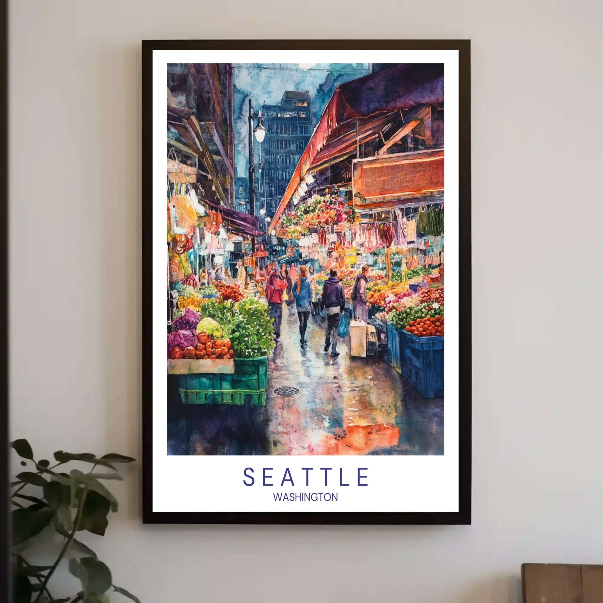 Vibrant Seattle Market Poster PosterGoat
