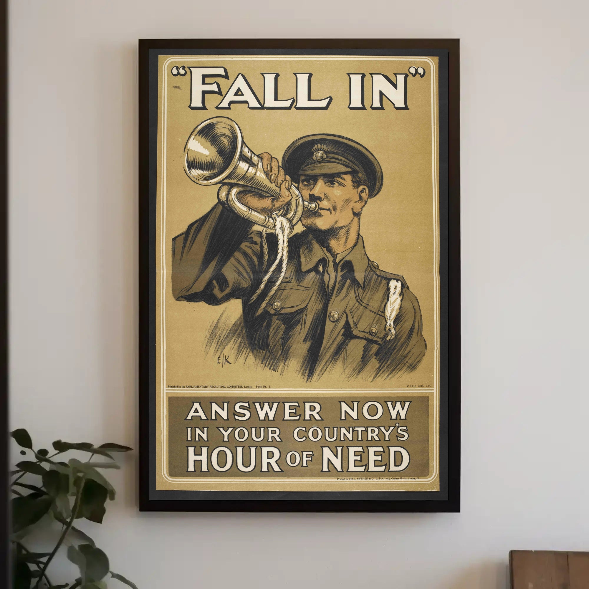 WWI Soldier Bugle Vintage Military Recruitment Poster