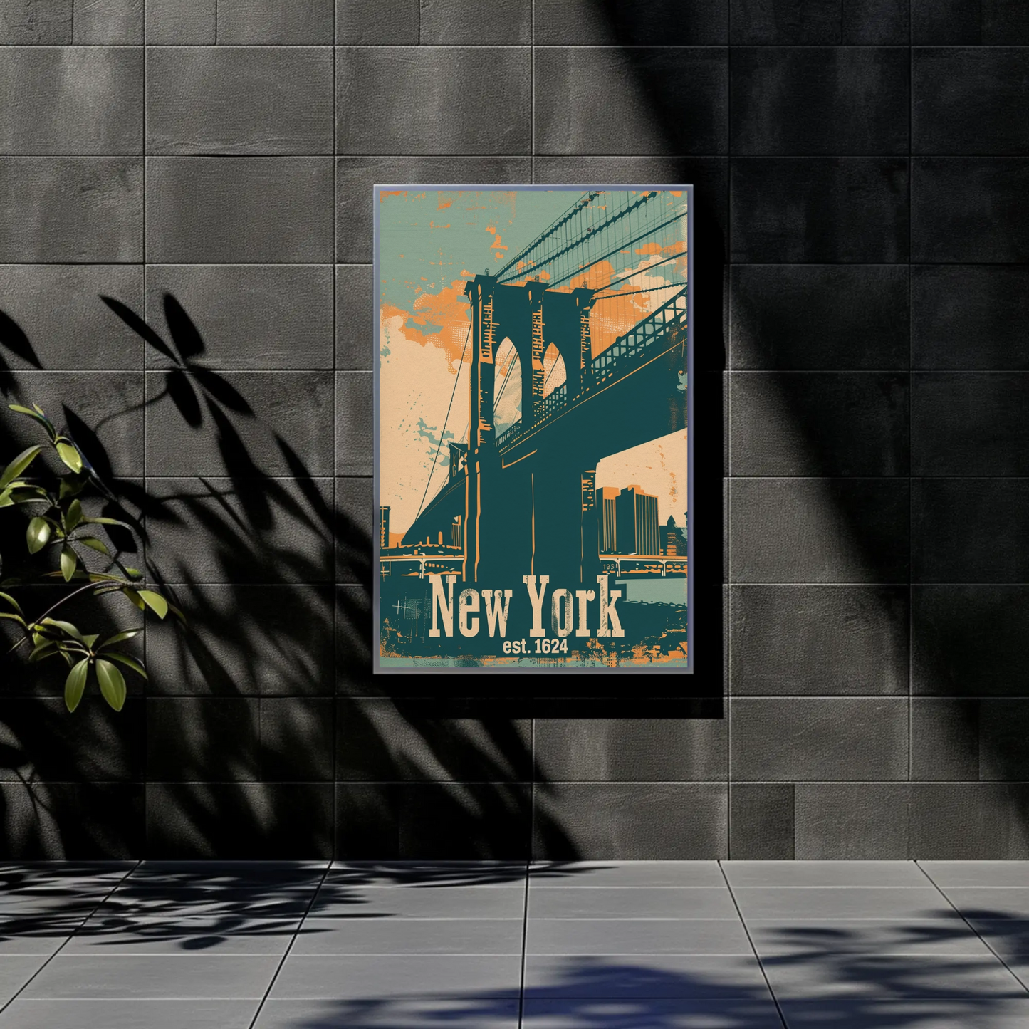 New York Brooklyn Bridge Vintage Poster