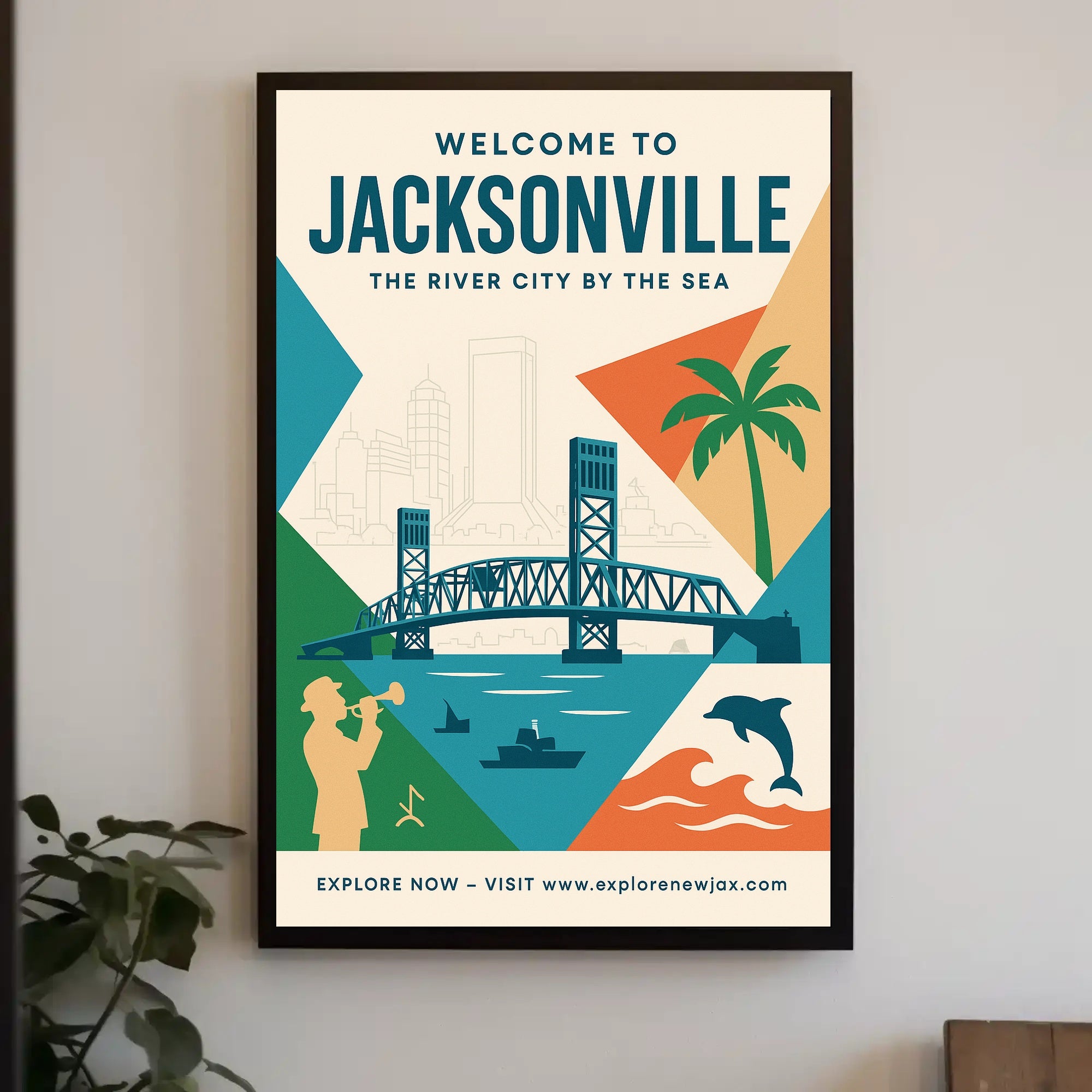 Jacksonville Cityscape Travel Poster PosterGoat