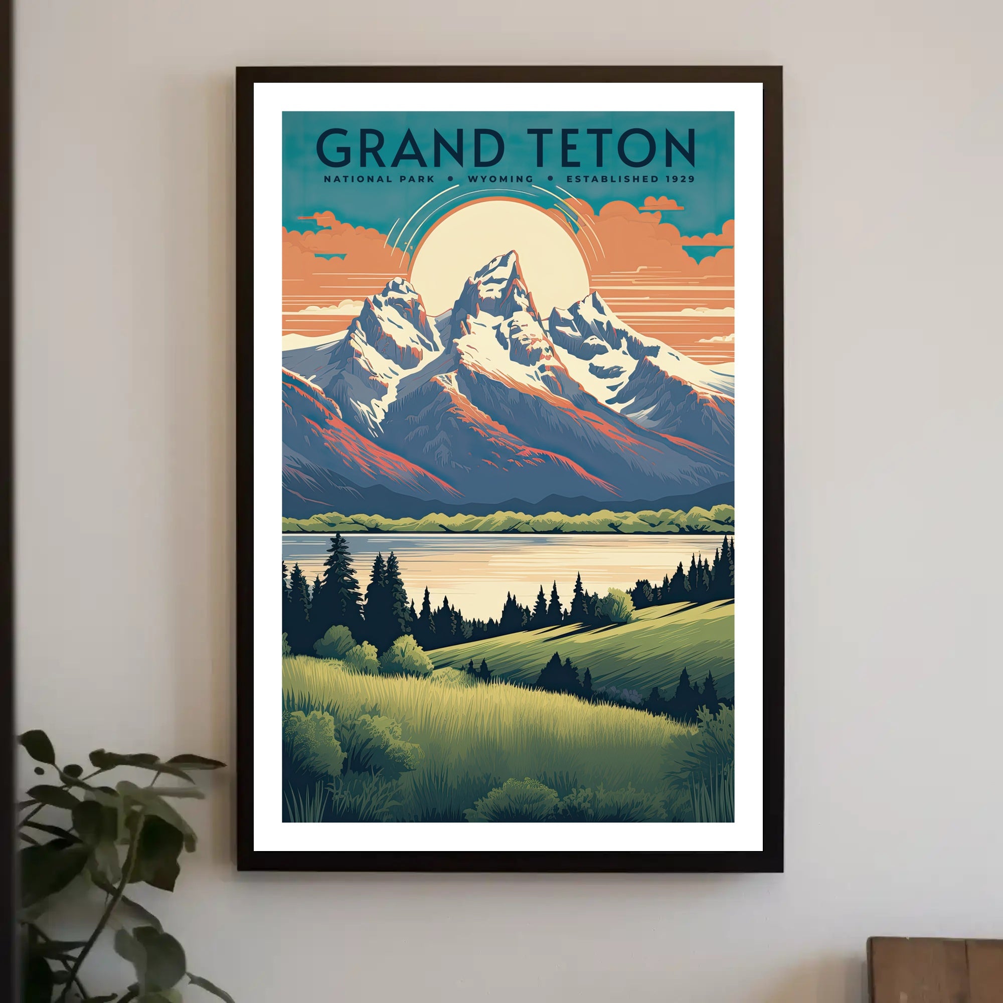 Grand Teton Vintage Travel Poster Print Wall Art