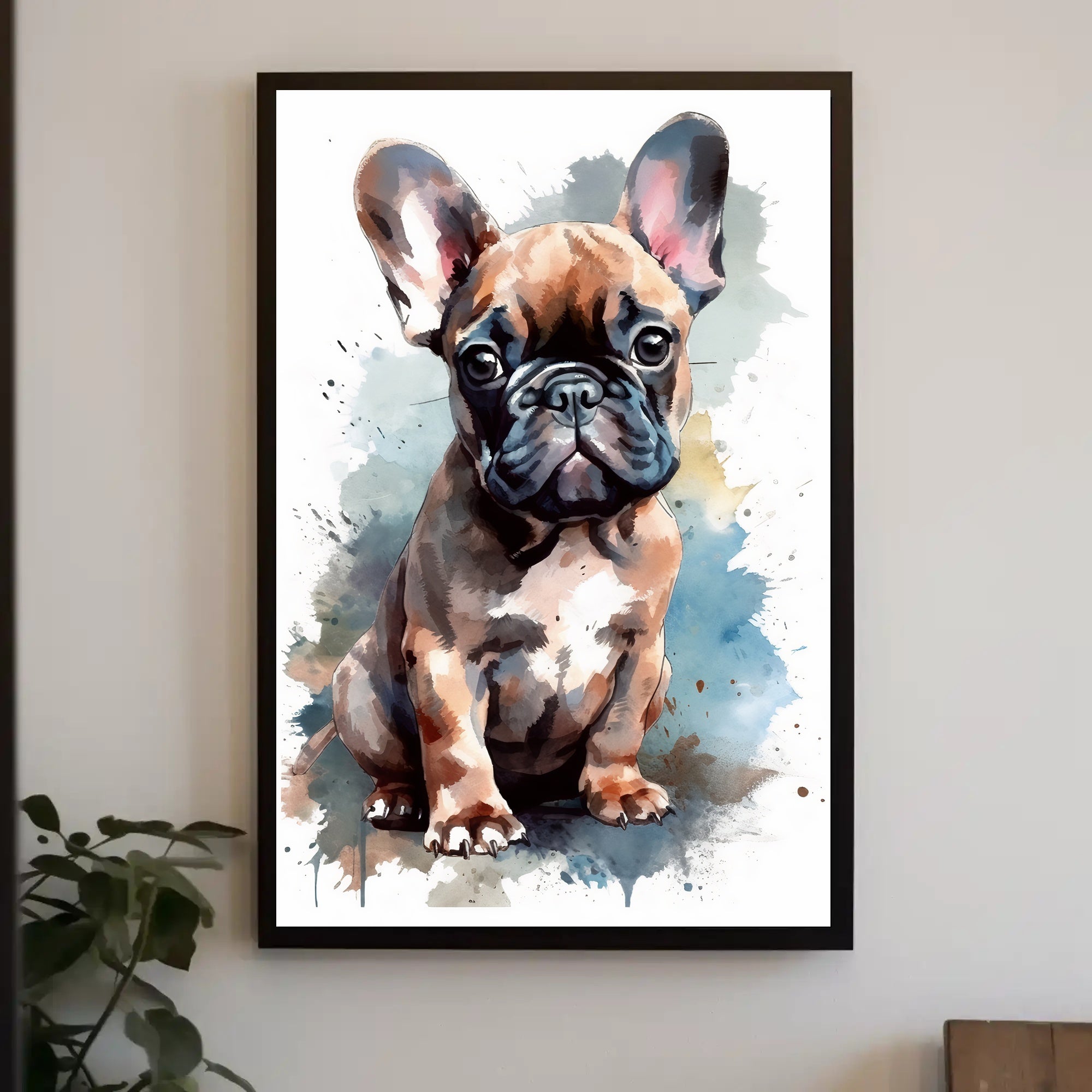 French Bulldog Watercolor Poster Wall Art