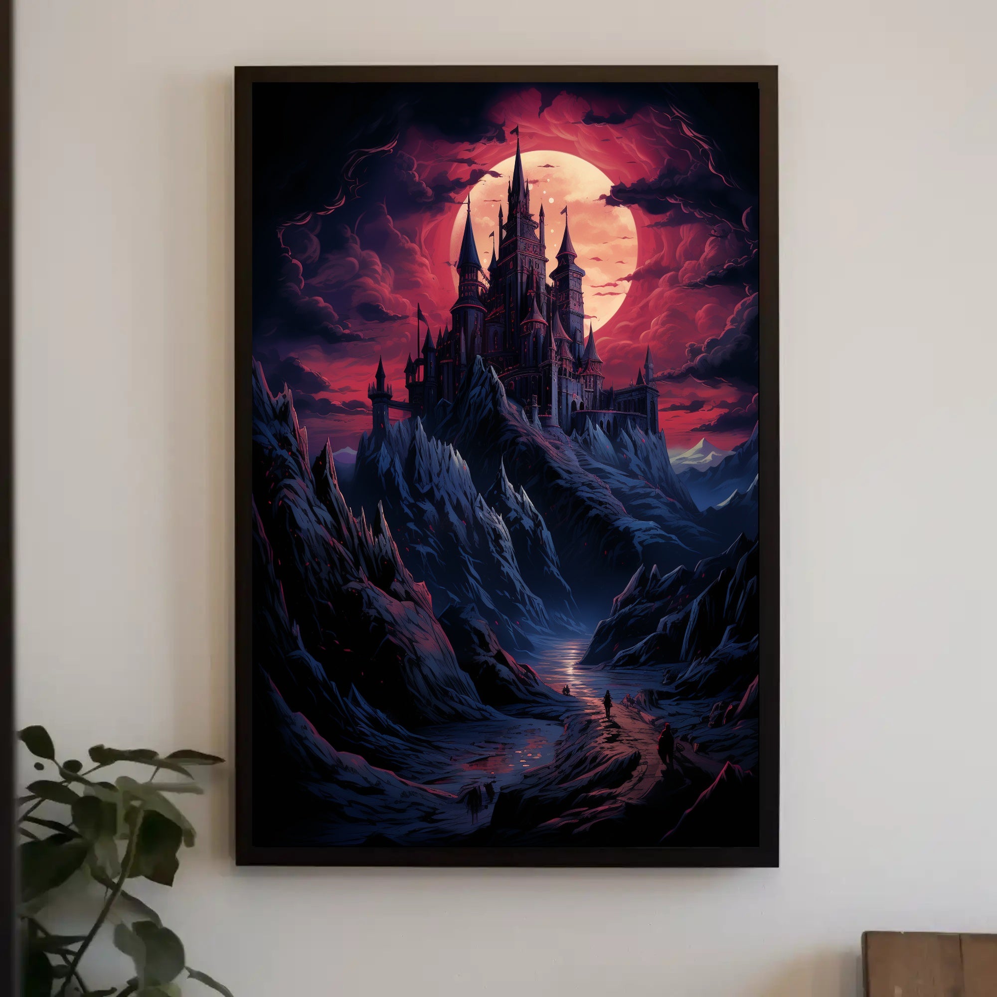 Enchanted Castle Under A Blood Moon Poster