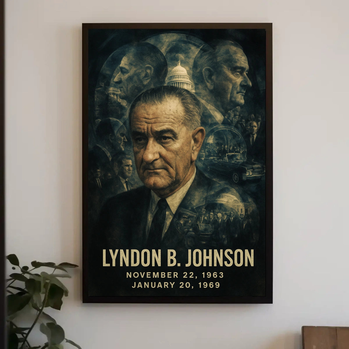 Lyndon B. Johnson 36th President of the United States Double Exposure Poster
