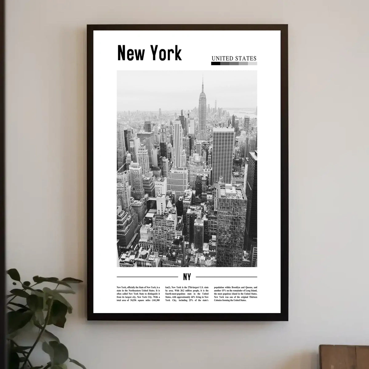 New York City Aerial Skyline Poster Modern Wall Art