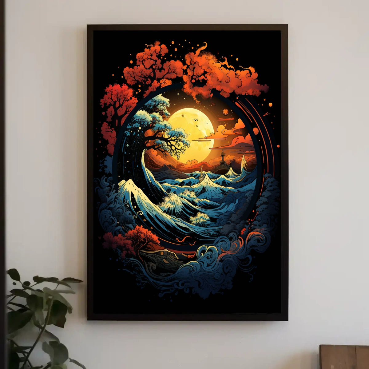 Mystical Moonlit Landscape with Celestial Harmony Poster