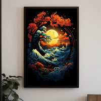 Mystical Moonlit Landscape with Celestial Harmony Poster