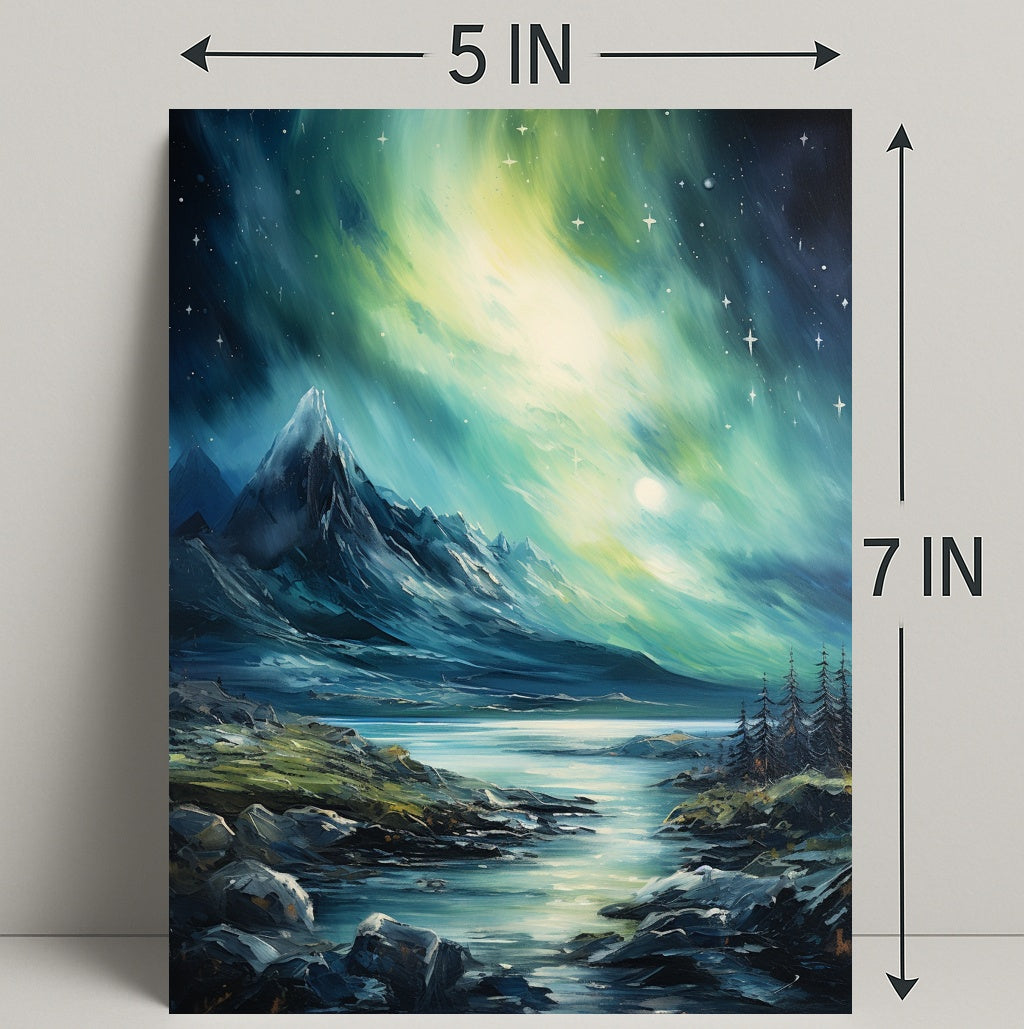 Northern Lights Over Majestic Mountains Poster