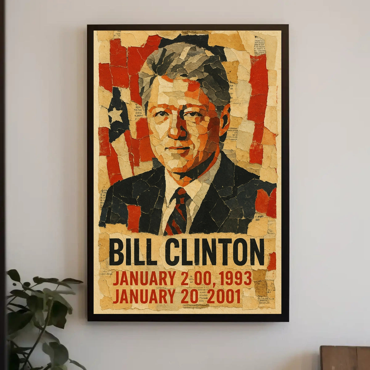 Bill Clinton 42nd President of the United States Layered paper Collage Poster