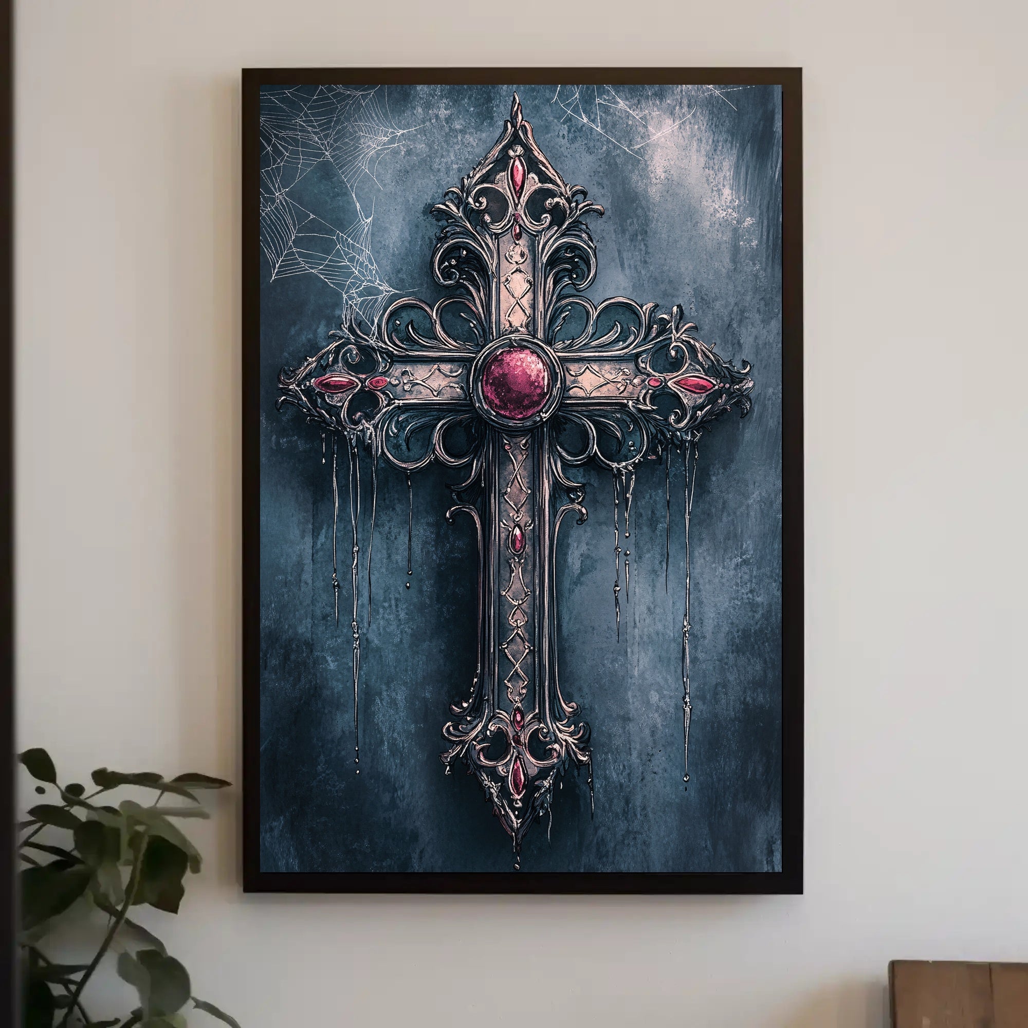 Gothic Cross With Jewels Poster