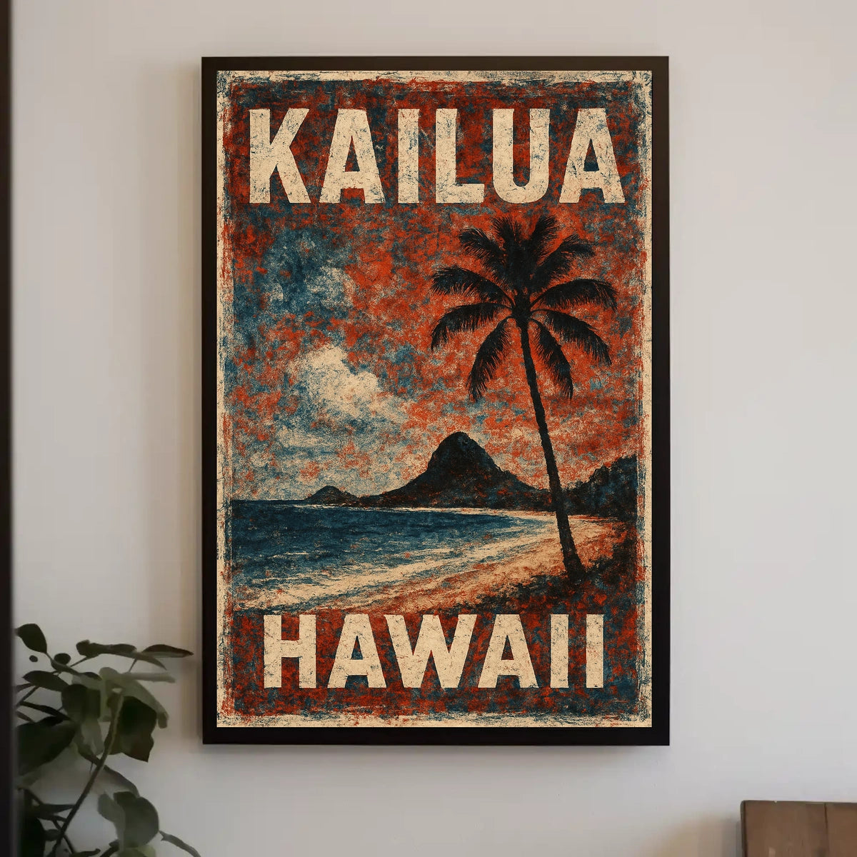 Kailua Hawaii Beach Art Deco Nostalgic Poster