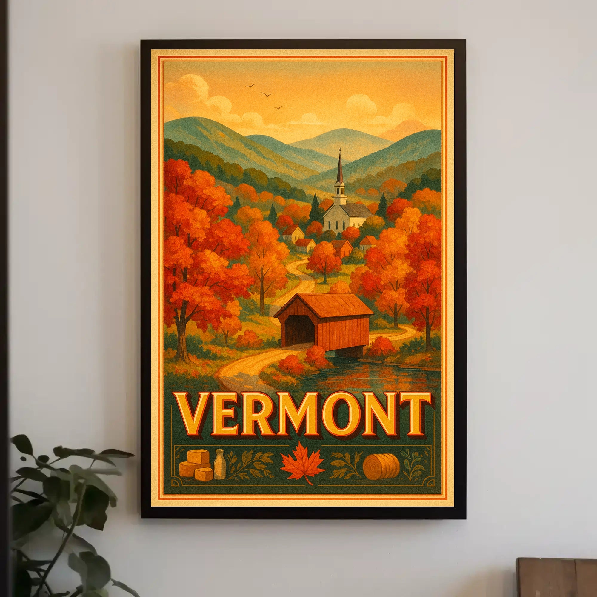 Vermont Autumn Scenic Poster Wall Art Print