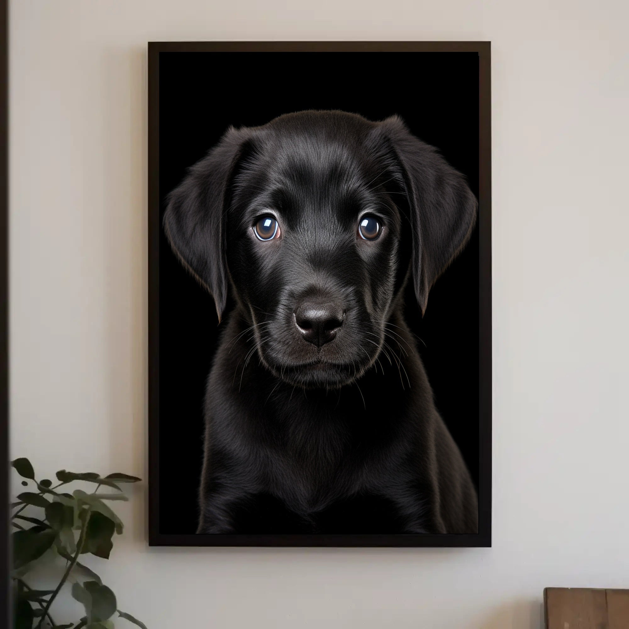 Black Labrador Puppy Close-Up Realistic Animal Poster