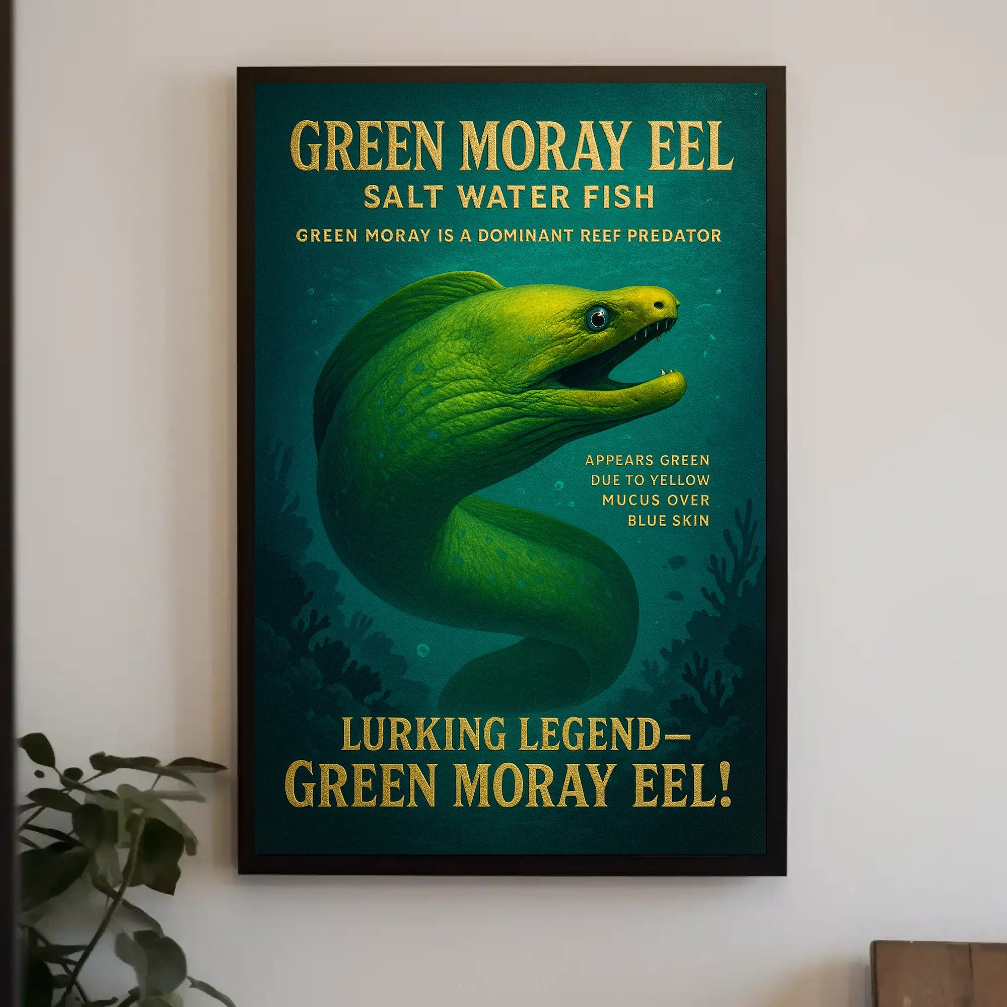 Green Moray Eel Vintage Poster Wall Art Print