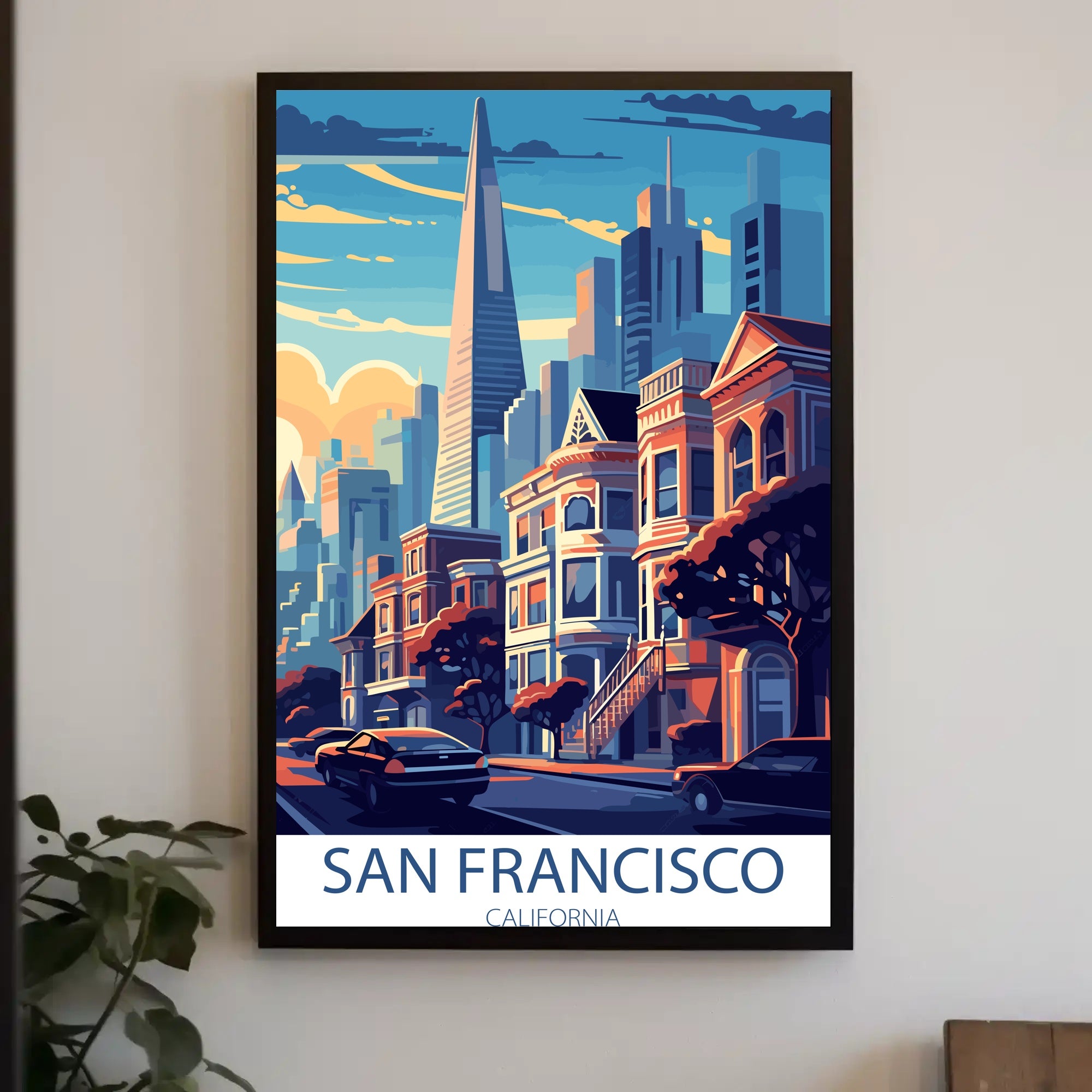 Vibrant San Francisco Urban Scene Cityscape Art Poster