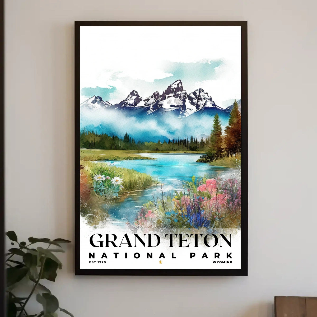 Grand Teton Watercolor Wall Art Poster