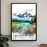 Grand Teton Watercolor Wall Art Poster