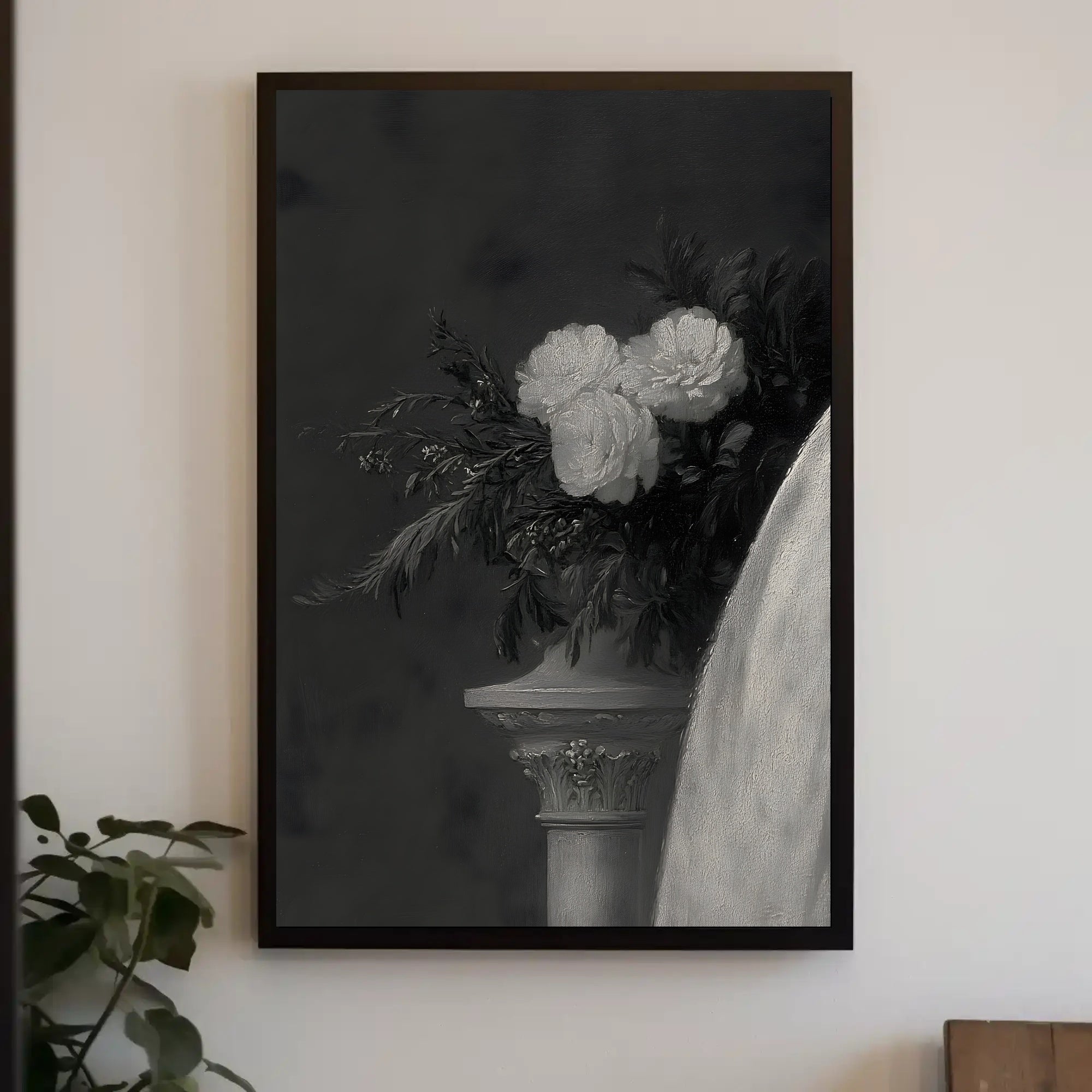 Classical Elegance with Decorative Column Artistic Poster PosterGoat