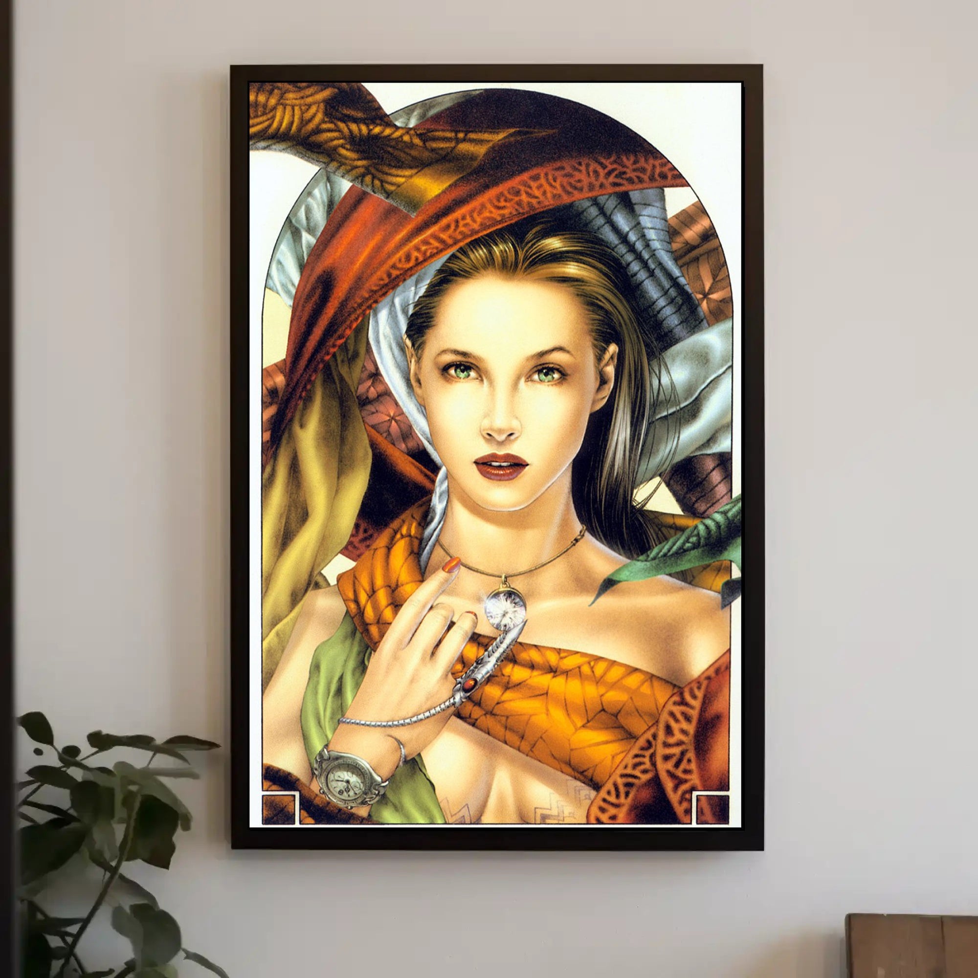 Mystical Elegance Woman in Earth Tones Artistic Poster