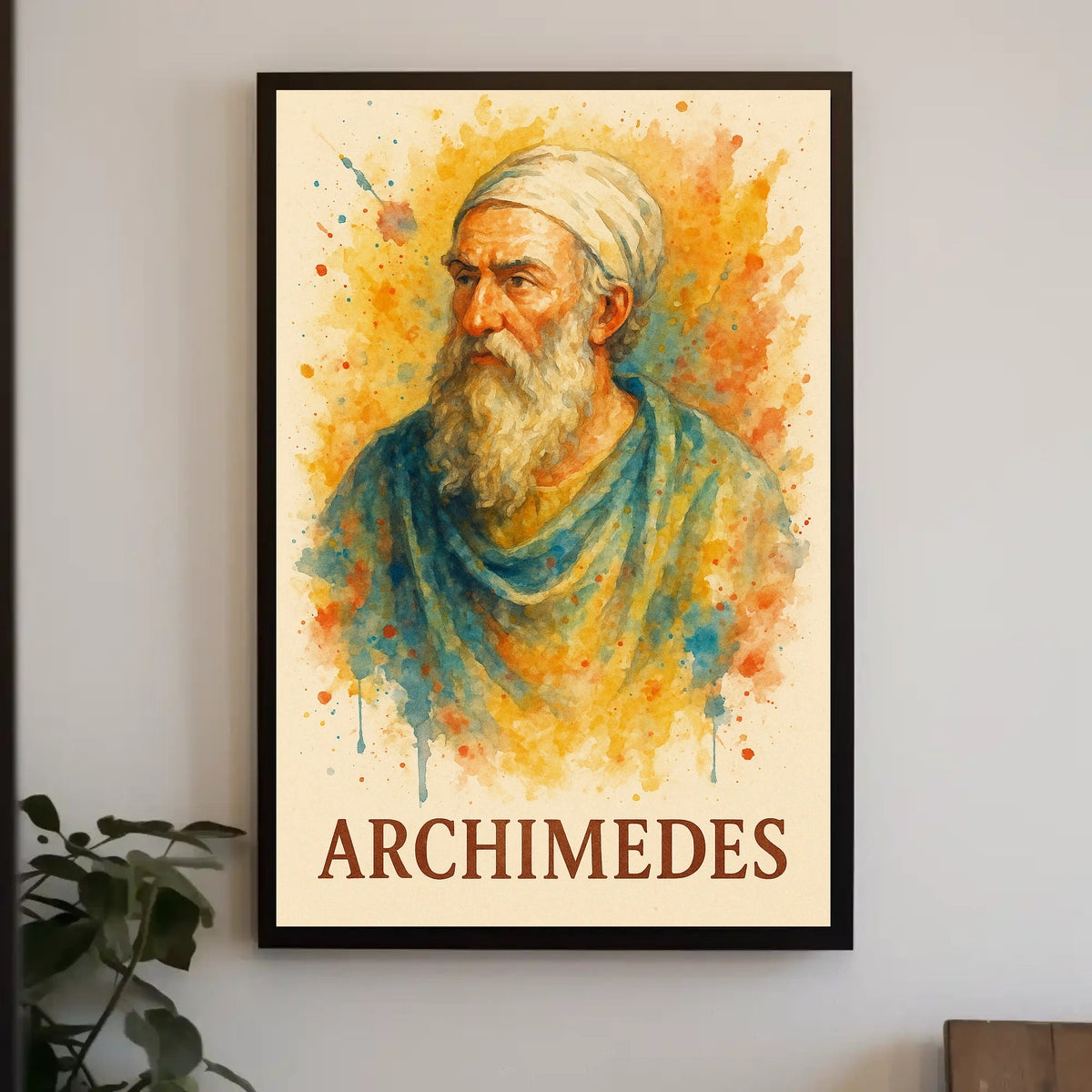 Archimedes Watercolor Portrait: Ancient Greek Inspiration Poster