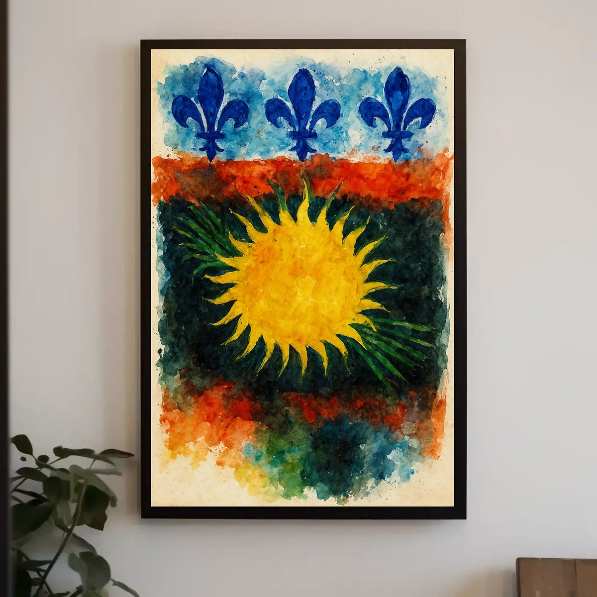 Sunburst and Fleur-de-Lis Poster