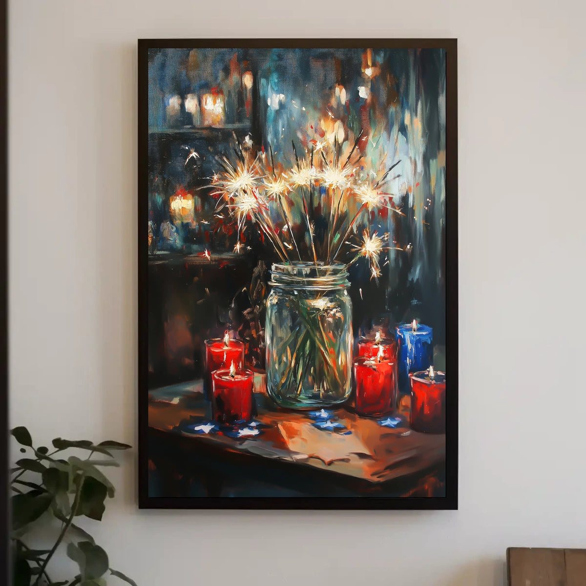 Glowing Sparkler Bouquet Mason Jar Centerpiece Poster