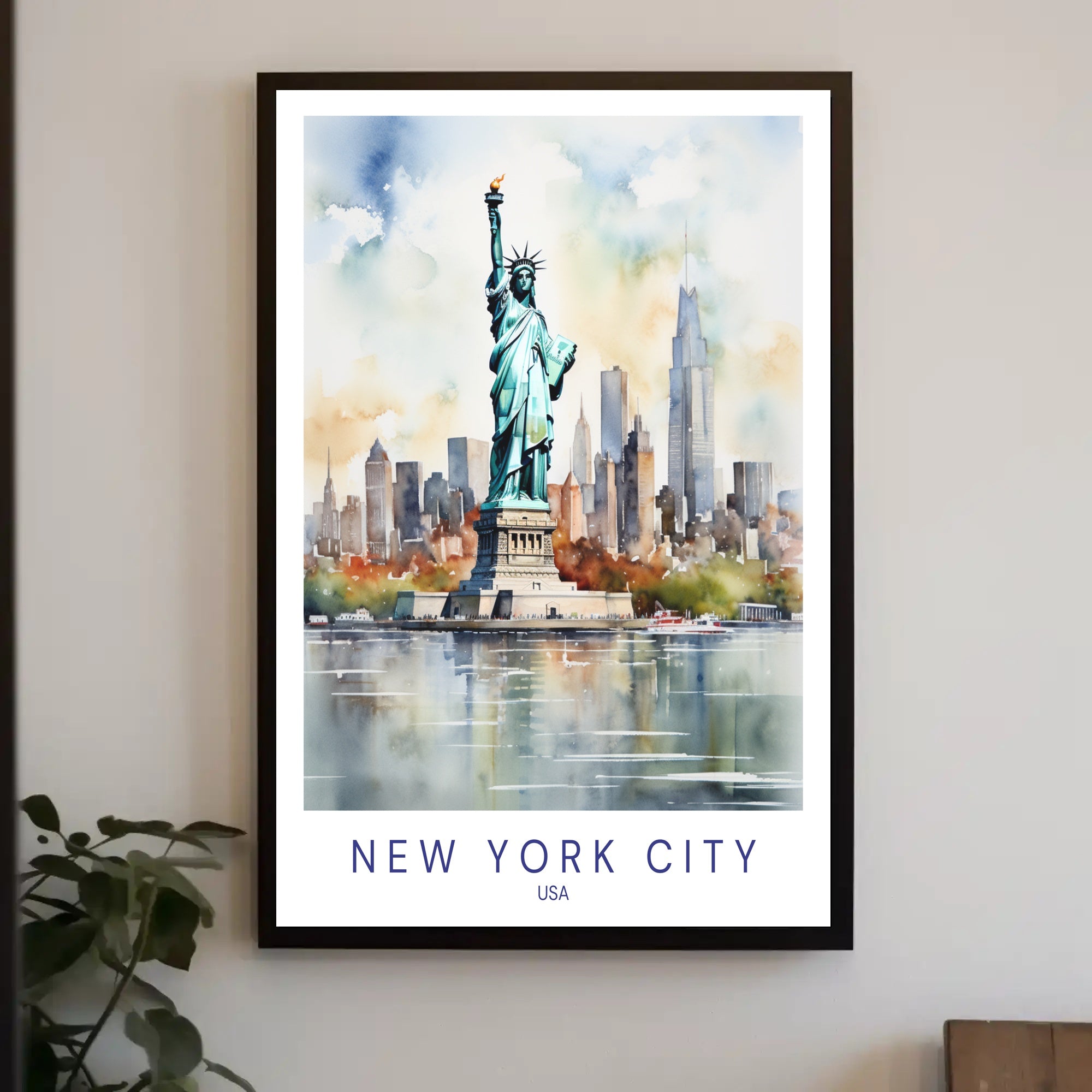 New York City Skyline and Liberty Travel Poster PosterGoat