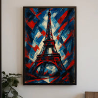 Eiffel Tower Abstract in Vibrant Patriotic Poster