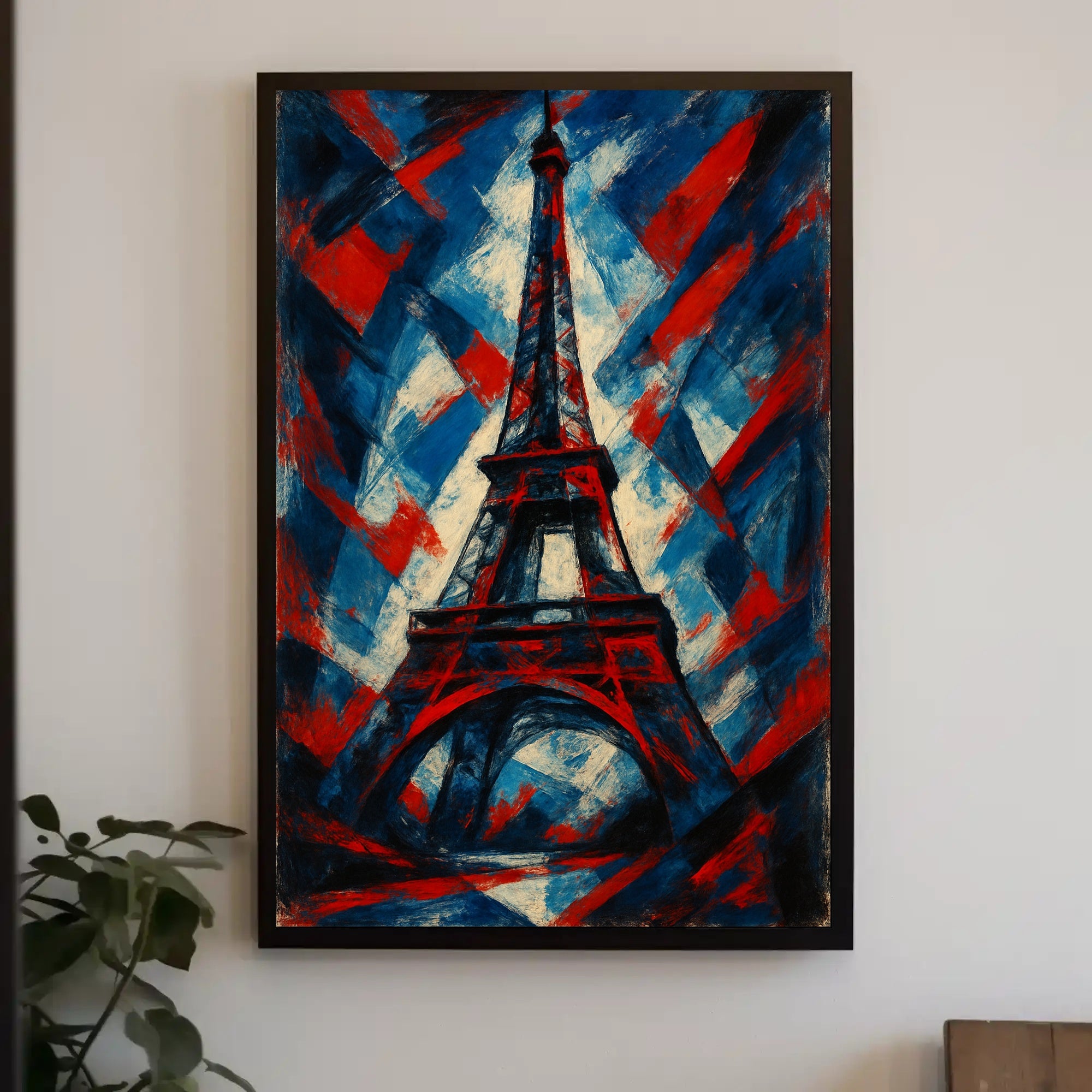 Eiffel Tower Abstract in Vibrant Patriotic Poster