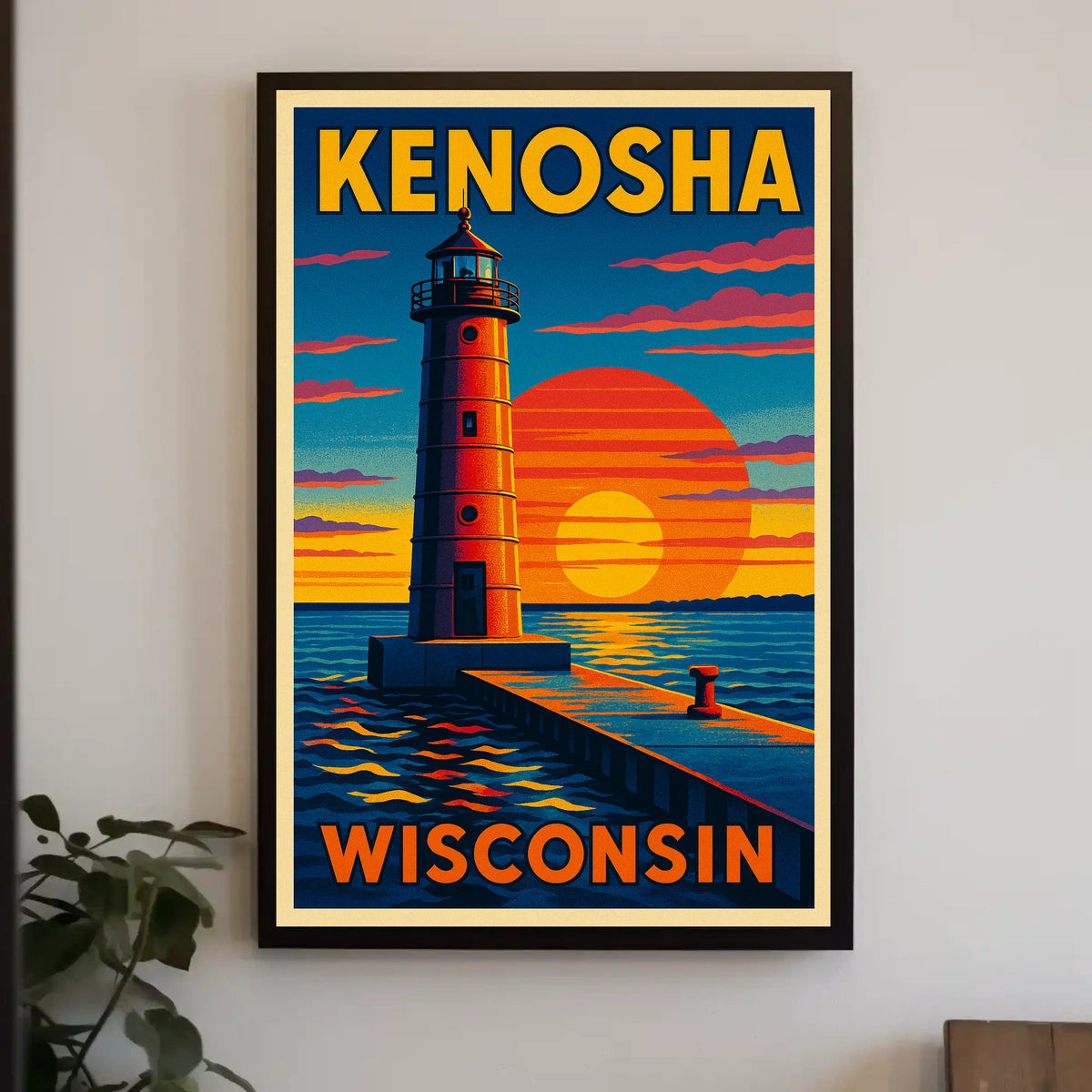 Kenosha Lighthouse at Sunset Poster