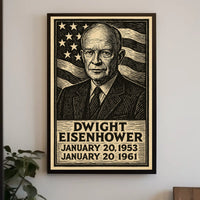 Eisenhower Patriotic Woodcut Vintage Poster