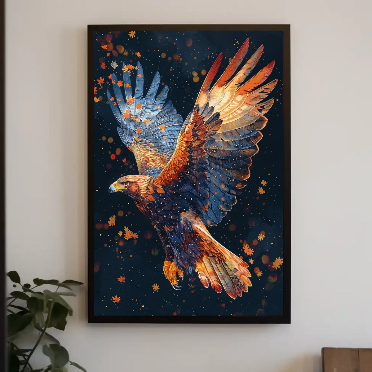 Majestic Eagle in Flight Autumn Art Poster