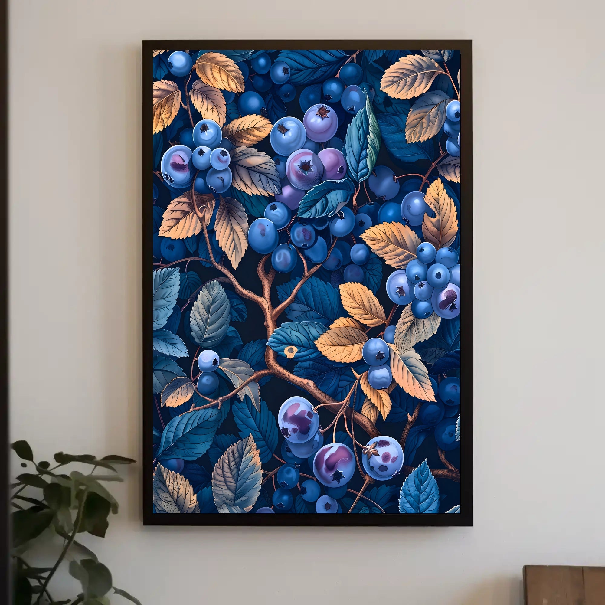 Blueberries and Foliage Artistic Design Artistic Poster