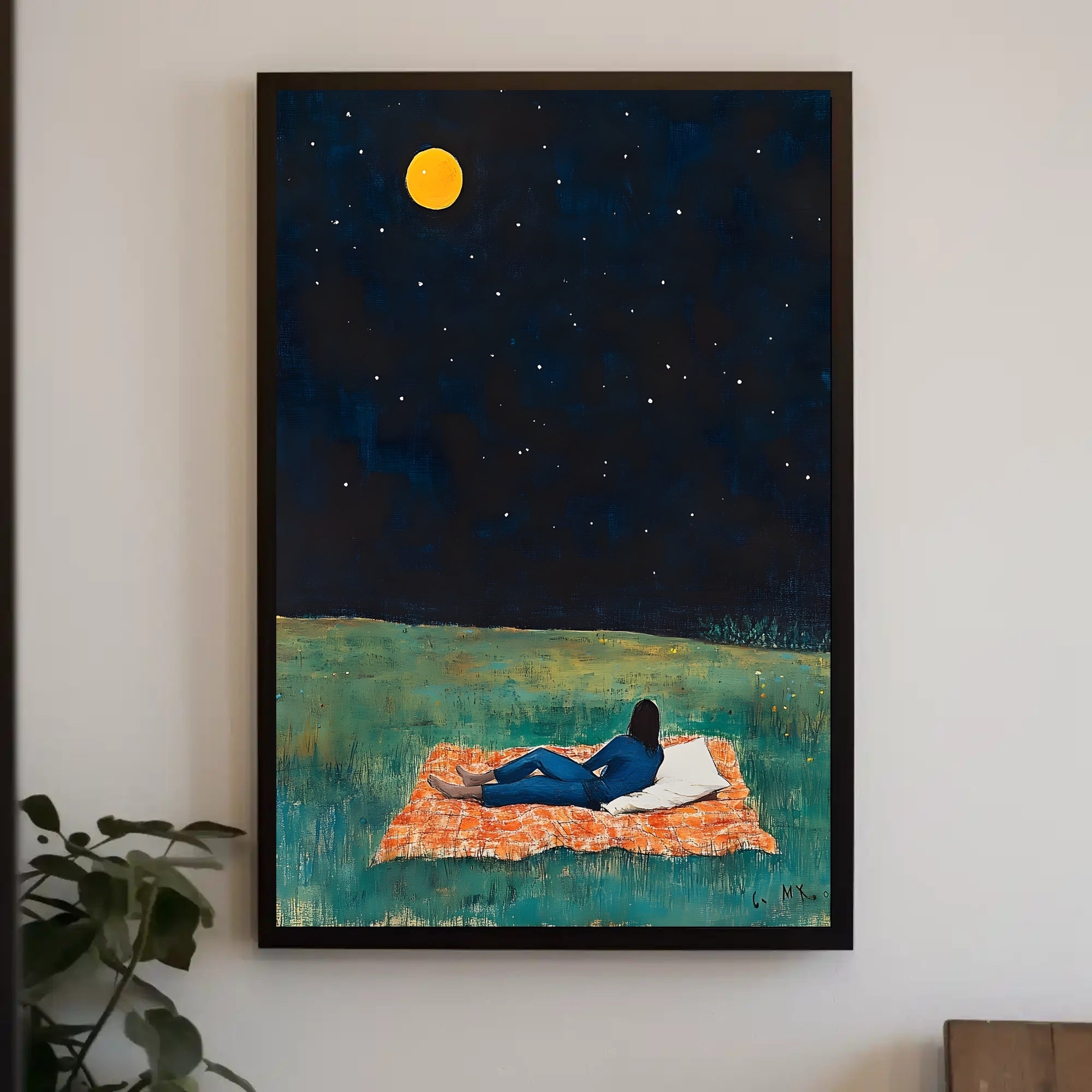 Stargazing Serenity Poster Night Sky Wall Art Print