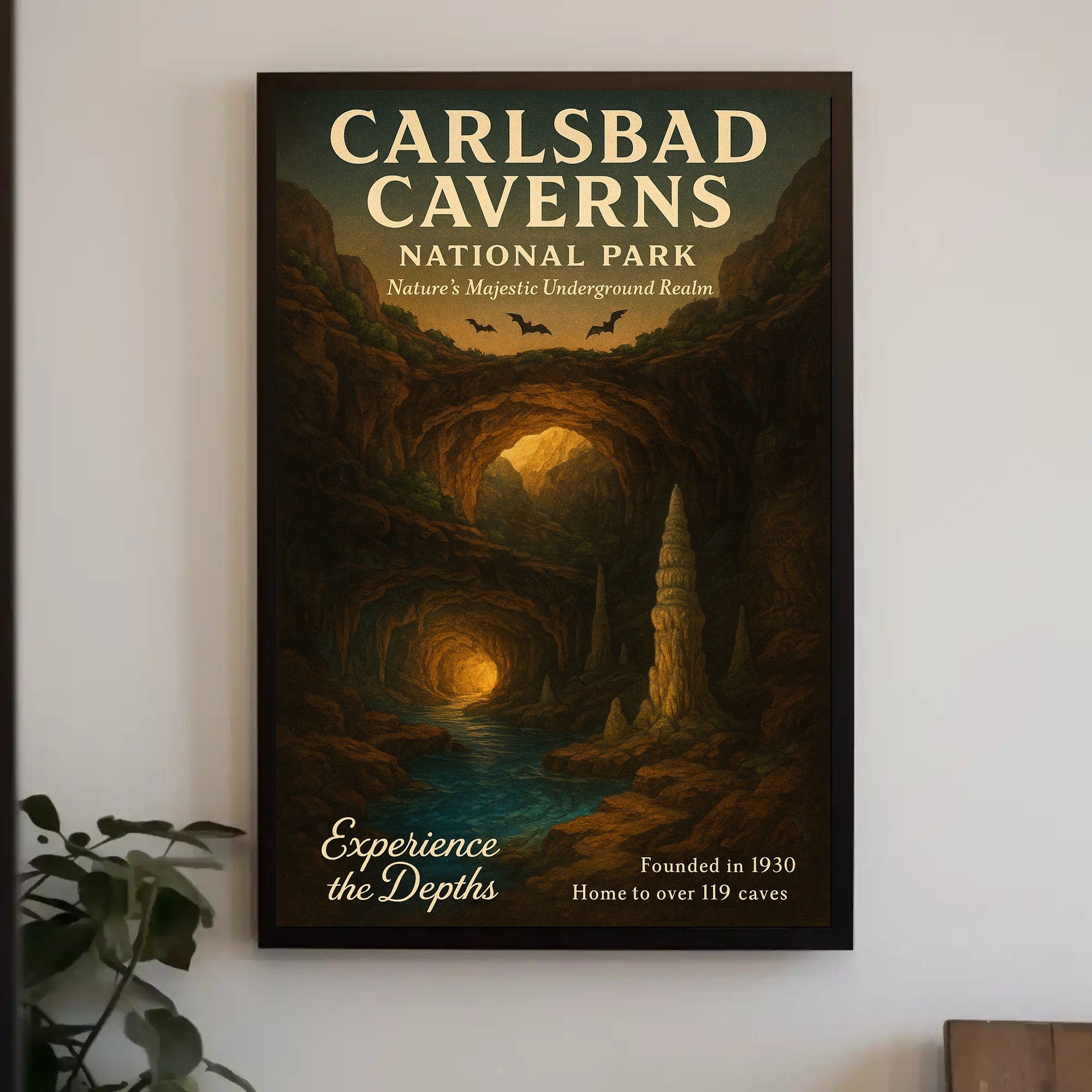 Carlsbad Caverns Vintage Travel Art National Park Poster