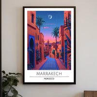 Marrakech Street Scene Evening Travel Poster