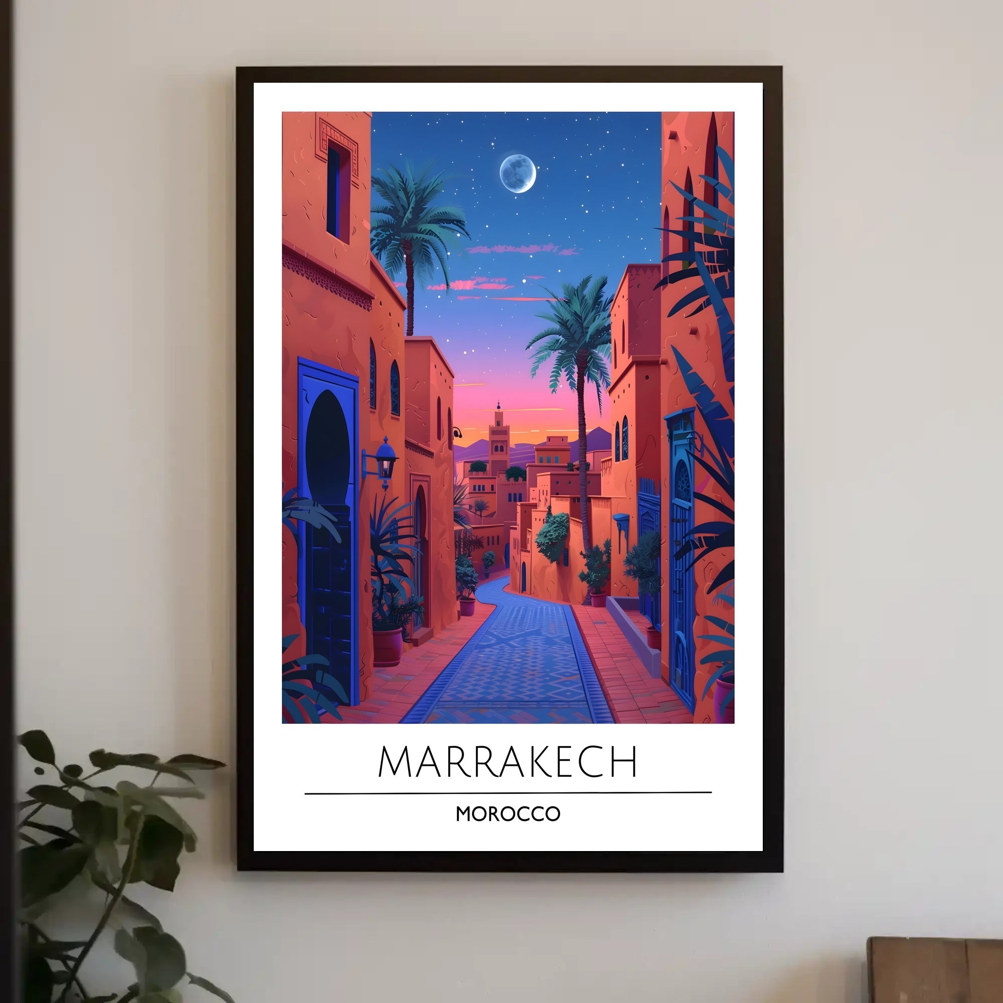 Marrakech Street Scene Evening Travel Poster